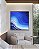 Quadro Quadrado Abstrato Azul Branco Ondas Listras Moderno Canvas Com Moldura - Imagem 5