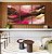 Trio de Quadros Abstrato Cores Dourado Rosa Marrom Moderno Canvas Com Moldura - Imagem 2
