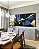 Trio de Quadros Abstrato Cores Azul Dourado Preto e Branco Arte Canvas com Moldura - Imagem 1