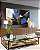 Duo de Quadros Abstrato Cores Azul Dourado Preto e Branco Arte Canvas com Moldura - Imagem 1