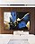 Duo de Quadros Abstrato Cores Azul Dourado Preto e Branco Arte Canvas com Moldura - Imagem 2