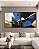 Duo de Quadros Quadrados Abstrato Cores Azul Dourado Preto e Branco Arte Canvas com Moldura - Imagem 2
