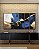Trio de Quadros Estilizados Abstrato Cores Azul Dourado Preto e Branco Arte Canvas com Moldura - Imagem 1