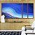 Trio de Quadros Estilizados Abstrato Azul Branco Ondas Listras Moderno Canvas Com Moldura - Imagem 2