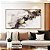 Quadro Horizontal Abstrato Cinza Dourado Arte Fluida Canvas Moldura - Imagem 3