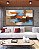 Quadro Horizontal Abstrato Efeito Pintura Cores Marrom Laranja Azul Canvas Moldura - Imagem 4