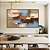 Quadro Horizontal Abstrato Efeito Pintura Cores Marrom Laranja Azul Canvas Moldura - Imagem 1