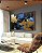 Quadro Horizontal Abstrato Azul Dourado Preto Efeito Pintura Arte Canvas Moldura - Imagem 2