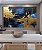 Quadro Horizontal Abstrato Azul Dourado Preto Efeito Pintura Arte Canvas Moldura - Imagem 3