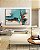 Quadro Horizontal Abstrato Turquesa Marrom Madeira Branco Arte Canvas Moldura - Imagem 5
