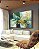 Quadro Horizontal Abstrato Em tons de Turquesa Verde e Dourado Arte Canvas Moldura - Imagem 1