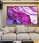 Quadro Horizontal Abstrato Rosa Lilás e Dourado Arte Fluída Canvas Moldura - Imagem 2