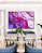 Quadro Horizontal Abstrato Rosa Lilás e Dourado Arte Fluída Canvas Moldura - Imagem 4