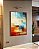 Quadro Vertical Abstrato Mosaico Geométrico Pintura Azul Turquesa Laranja Vermelho Canvas Moldura - Imagem 1