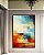 Quadro Vertical Abstrato Mosaico Geométrico Pintura Azul Turquesa Laranja Vermelho Canvas Moldura - Imagem 5