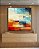 Quadro Quadrado Abstrato Mosaico Geométrico Pintura Azul Turquesa Laranja Vermelho Canvas Moldura - Imagem 4
