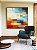 Quadro Quadrado Abstrato Mosaico Geométrico Pintura Azul Turquesa Laranja Vermelho Canvas Moldura - Imagem 2