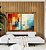 Duo de Quadros Abstrato Mosaico Geométrico Pintura Azul Turquesa Laranja Vermelho Canvas Moldura - Imagem 2