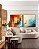 Duo de Quadros Quadrados Abstrato Mosaico Geométrico Pintura Azul Turquesa Laranja Vermelho Canvas Moldura - Imagem 5