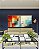 Duo de Quadros Quadrados Abstrato Mosaico Geométrico Pintura Azul Turquesa Laranja Vermelho Canvas Moldura - Imagem 4