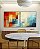 Duo de Quadros Quadrados Abstrato Mosaico Geométrico Pintura Azul Turquesa Laranja Vermelho Canvas Moldura - Imagem 2