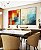 Duo de Quadros Quadrados Abstrato Mosaico Geométrico Pintura Azul Turquesa Laranja Vermelho Canvas Moldura - Imagem 1