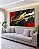 Trio de Quadros Arte Vermelho Preto Dourado Efeito Pintura Abstrato Canvas Moldura - Imagem 1