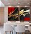 Duo de Quadros Arte Vermelho Preto Dourado Efeito Pintura Abstrato Canvas Moldura - Imagem 3