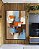 Quadro Vertical Abstrato Efeito Pintura Cores Marrom Laranja Azul Canvas Moldura - Imagem 2