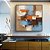 Quadro Quadrado Abstrato Efeito Pintura Cores Marrom Laranja Azul Canvas Moldura - Imagem 5
