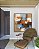 Quadro Quadrado Abstrato Efeito Pintura Cores Marrom Laranja Azul Canvas Moldura - Imagem 3