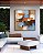 Quadro Quadrado Abstrato Efeito Pintura Cores Marrom Laranja Azul Canvas Moldura - Imagem 4
