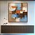 Quadro Quadrado Abstrato Efeito Pintura Cores Marrom Laranja Azul Canvas Moldura - Imagem 1
