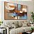Duo de Quadros Abstrato Efeito Pintura Cores Marrom Laranja Azul Canvas Moldura - Imagem 4