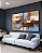 Duo de Quadros Abstrato Efeito Pintura Cores Marrom Laranja Azul Canvas Moldura - Imagem 1