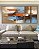 Trio de Quadros Estilizados Abstrato Efeito Pintura Cores Marrom Laranja Azul Canvas Moldura - Imagem 1