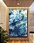 Quadro Vertical Abstrato Azul Dourado efeito Mármore Arte Canvas Moldura - Imagem 2
