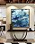 Quadro Quadrado Abstrato Azul Dourado efeito Mármore Arte Canvas Moldura - Imagem 2