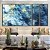 Trio de Quadros Estilizados Abstrato Azul Dourado efeito Mármore Arte Canvas Moldura - Imagem 3