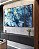 Trio de Quadros Estilizados Abstrato Azul Dourado efeito Mármore Arte Canvas Moldura - Imagem 4
