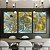 Trio de Quadros Abstrato Turquesa Dourado Arte Fluida Canvas Moldura - Imagem 2