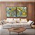 Duo de Quadros Quadrados Abstrato Turquesa Dourado Arte Fluida Canvas Moldura - Imagem 2