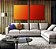 Duo de Quadros Quadrados Abstrato Degradê Cores Amarelo Laranja Arte Canvas Moldura - Imagem 4