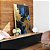 Quadro Vertical Abstrato Azul Dourado Preto Efeito Pintura Arte Canvas Moldura - Imagem 3