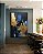 Quadro Vertical Abstrato Azul Dourado Preto Efeito Pintura Arte Canvas Moldura - Imagem 4