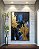 Quadro Vertical Abstrato Azul Dourado Preto Efeito Pintura Arte Canvas Moldura - Imagem 5