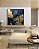 Quadro Quadrado Abstrato Azul Dourado Preto Efeito Pintura Arte Canvas Moldura - Imagem 3