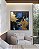 Quadro Quadrado Abstrato Azul Dourado Preto Efeito Pintura Arte Canvas Moldura - Imagem 2
