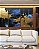 Trio de Quadros Abstrato Azul Dourado Preto Efeito Pintura Arte Canvas Moldura - Imagem 4