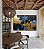 Duo de Quadros Abstrato Azul Dourado Preto Efeito Pintura Arte Canvas Moldura - Imagem 2